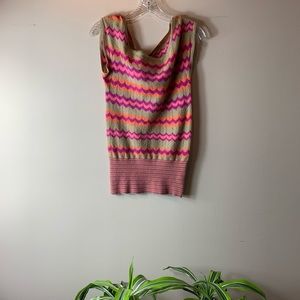Free People Pink/Orange Chevron Sleeveless Sweater